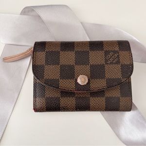 LOUIS VUITTON Damier Ebene Rosalie Coin Purse in Rose Ballerine LV